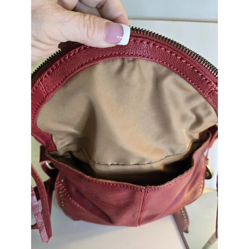 The Sak Silverlake Red Studded Leather Crossbody Shoulder Bag Purse Zip Lined